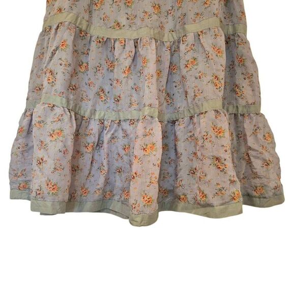 Bella Bird Women's Gray & Peach Rayon/Nylon Floral Lined Tiered Skirt - Picture 7 of 10